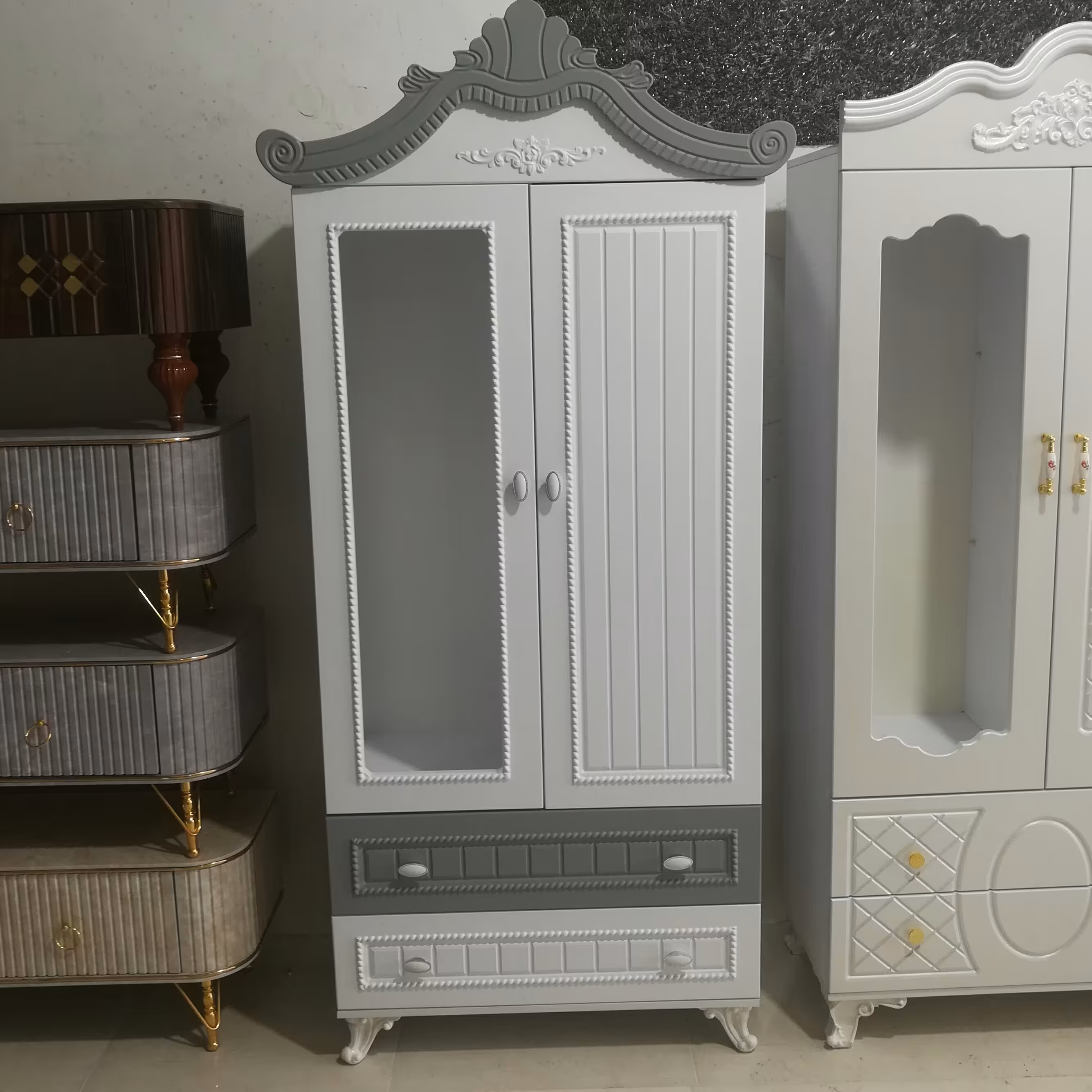 کمد بچه سفید طوسی 