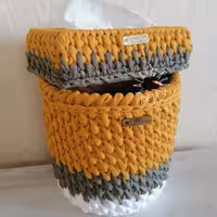 ست سطل زباله و جا دستمالی دستبافت مدل پریماه