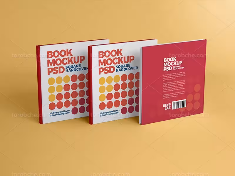 موکاپ جلد کتاب مربع ایستاده | گرافیک با طعم تربچه