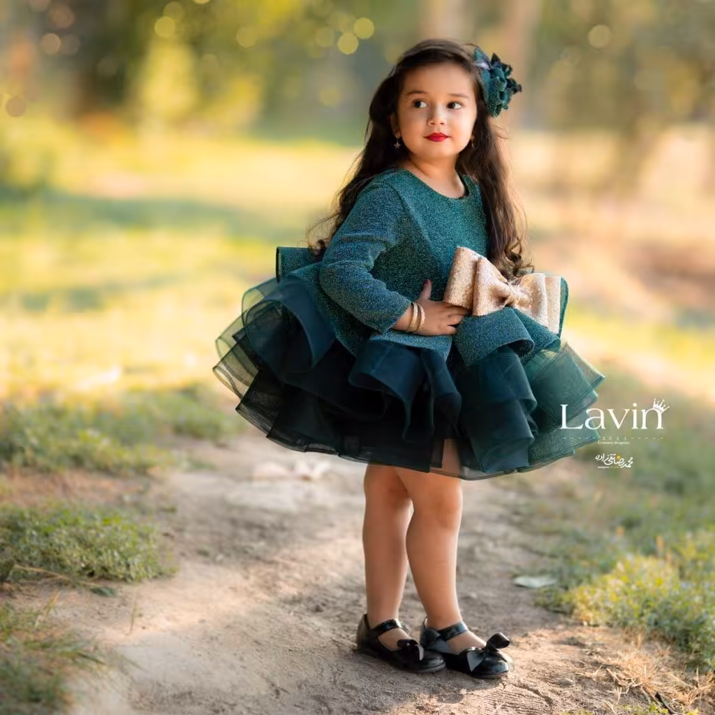 لباس مجلسی دخترانه مدل سبز اکلیلی