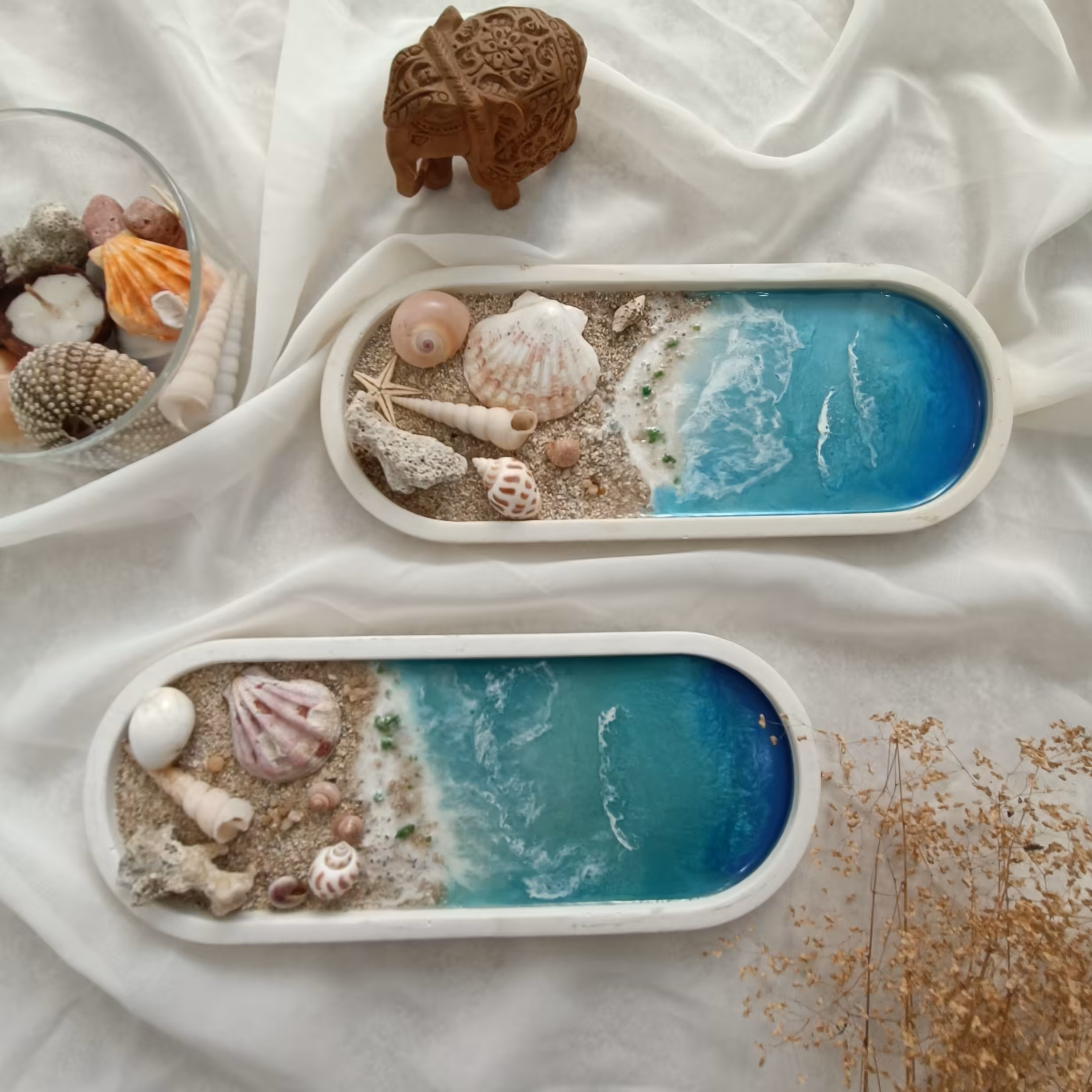 جا عودی و استند شمع  طرح دریا جنس رزین  