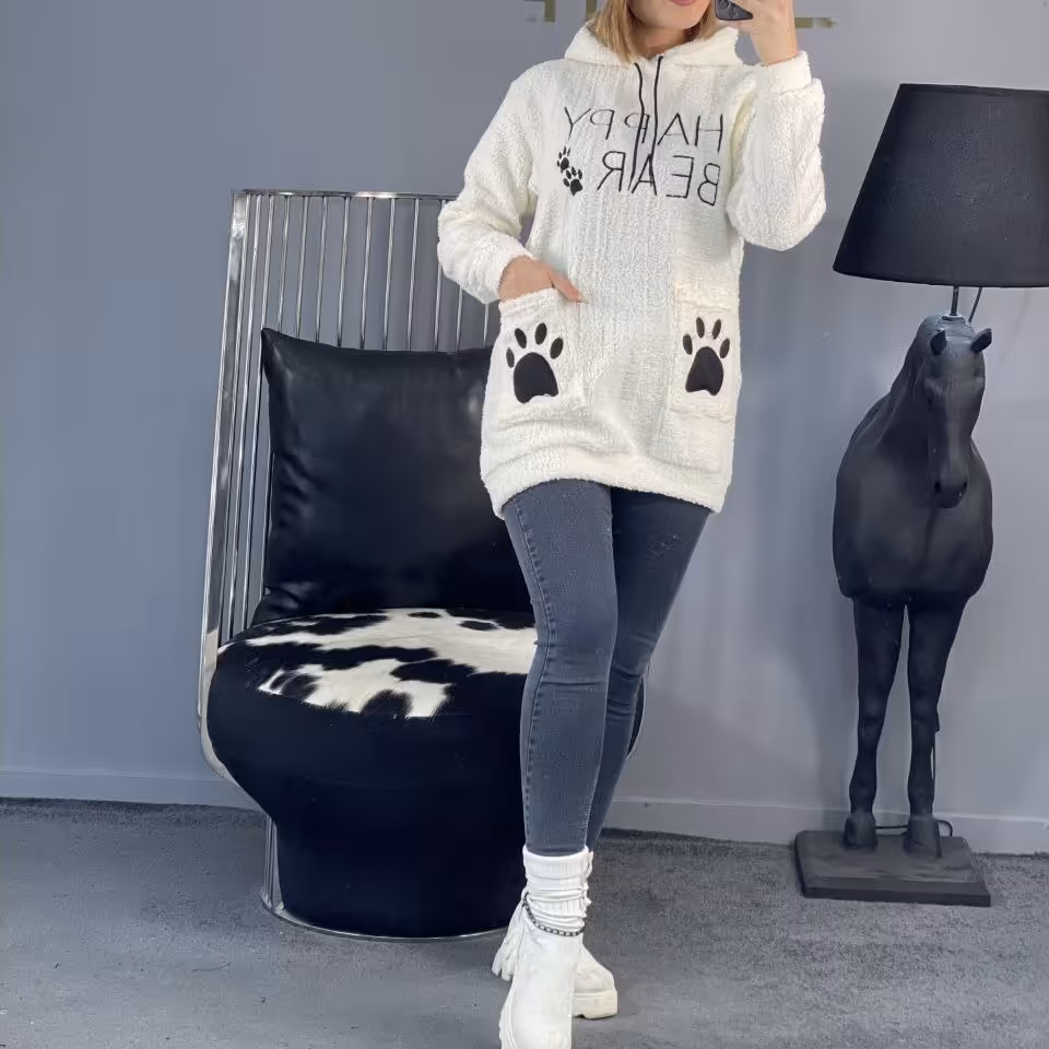 هودی زنانه مدل پنجه جنس تدی ببعی ارسال رایگان 