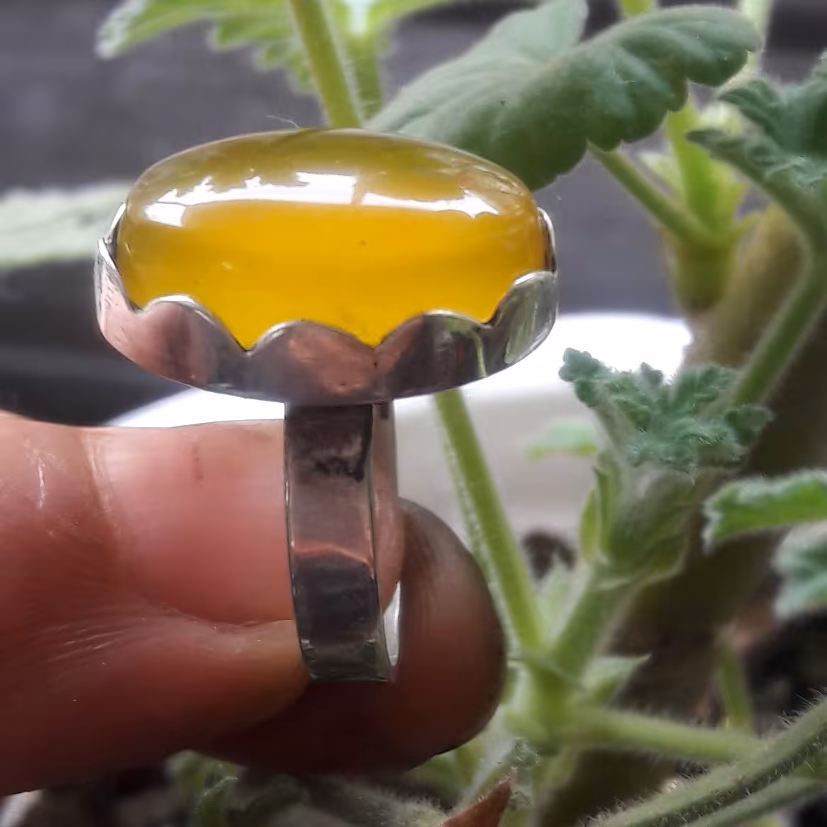 انگشتر دست ساز نقره 925 با سنگ زیبای شرف الشمس 