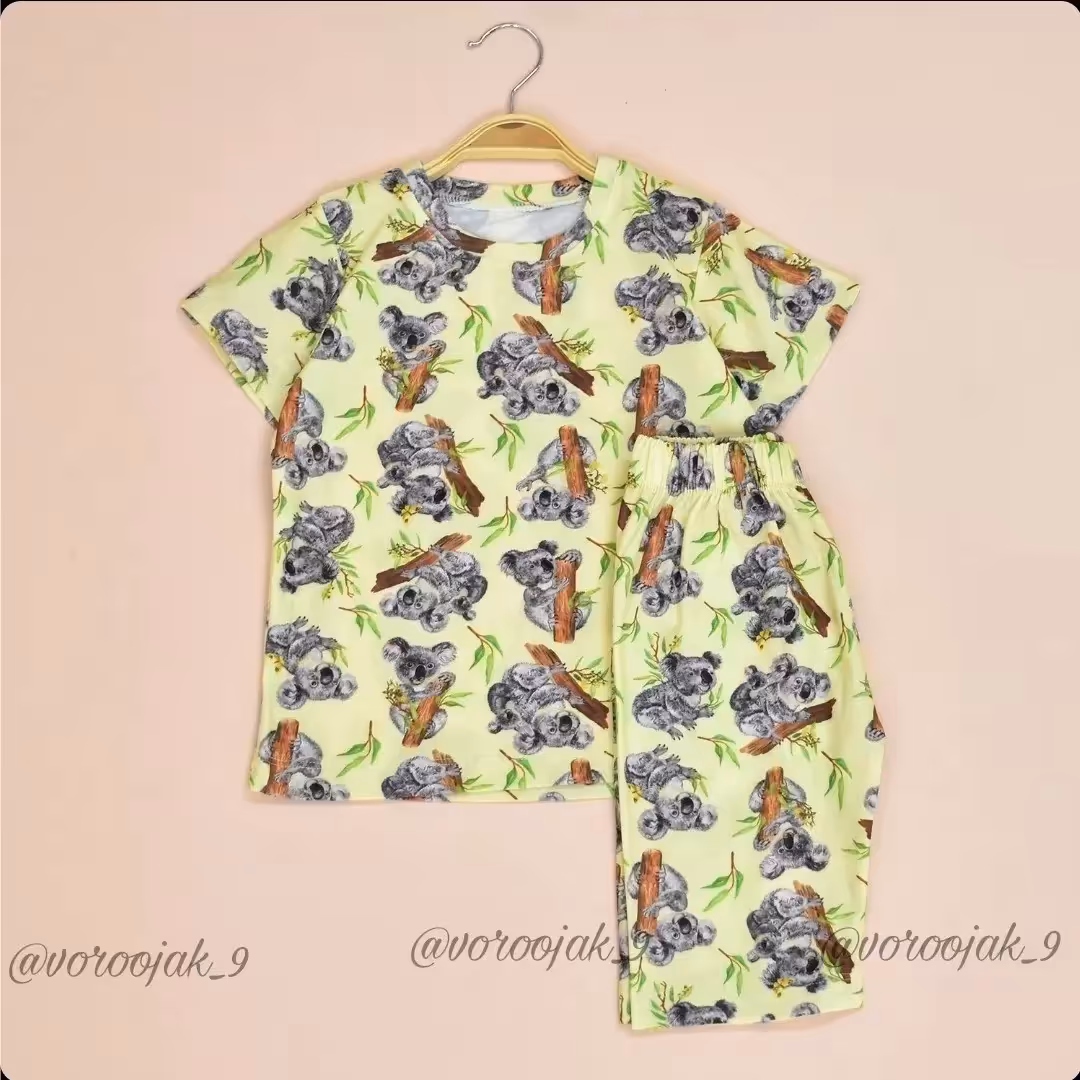 ست تیشرت و شلوارک دخترانه.جنس پنبه. تک رنگ. سایز  45.50.55