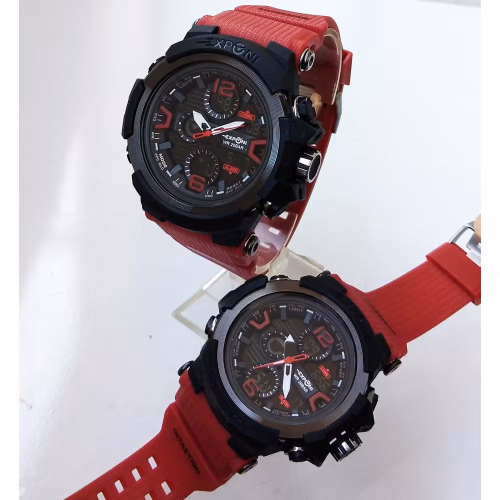 ست ساعت مچی زنانه و مردانه اسپرت EXPONI اکسپونی ضدآب کرنومترSPORTچراغدار باکیفیت