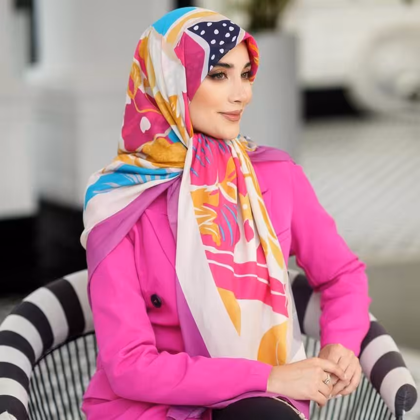 روسری نخی طرحدار جنس وال ترک قواره 140 شیک و مجلسی نرم و لطیف و راحت