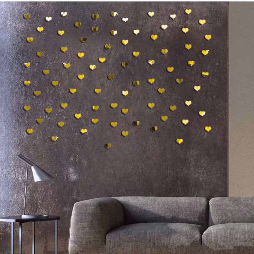 آینه دکوری بسته 50 عددی طلایی و نقره ای