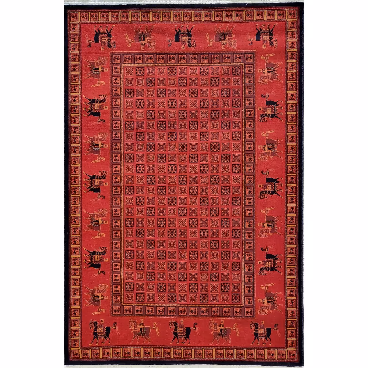 فرش ماشینی 700شانه هیوا طرح بلوچ 221 سرمه ای سایز 4متری