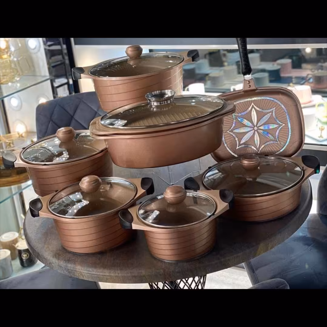 سرویس قابلمه 25 پارچه برند MGS رنگ رزگلد 