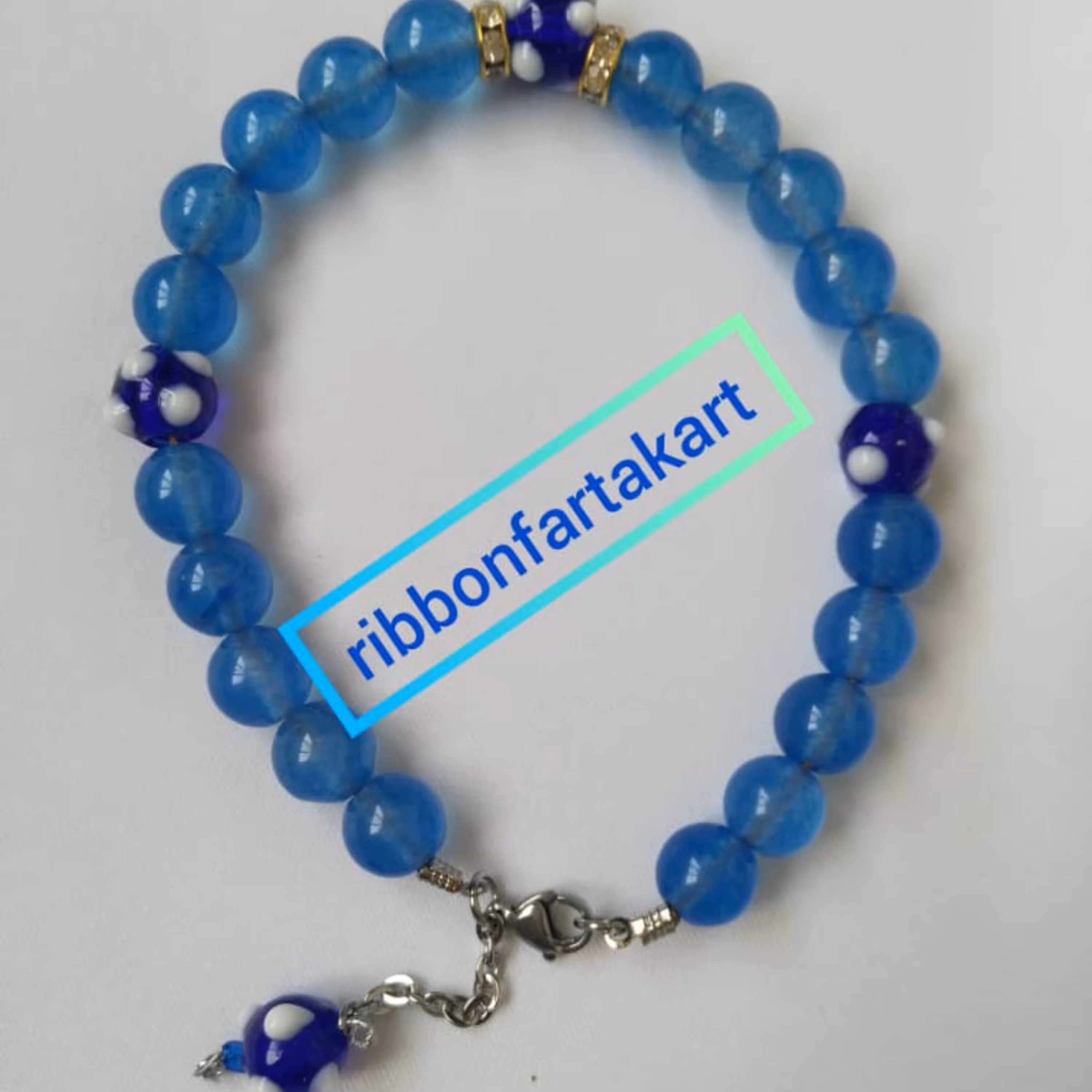 دستبند قفل داربامهره مروارید سنگ ومهره چشم زخم