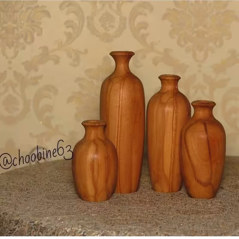گلدان چوبی ست چهارعددی11و15و18و21سانتی دکوری کادویی