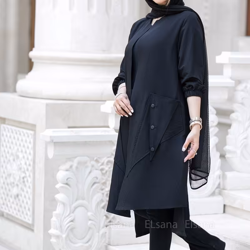 مانتو زنانه مزونی جنس بابوس دو نخ درجه یک بغل چاکدار 