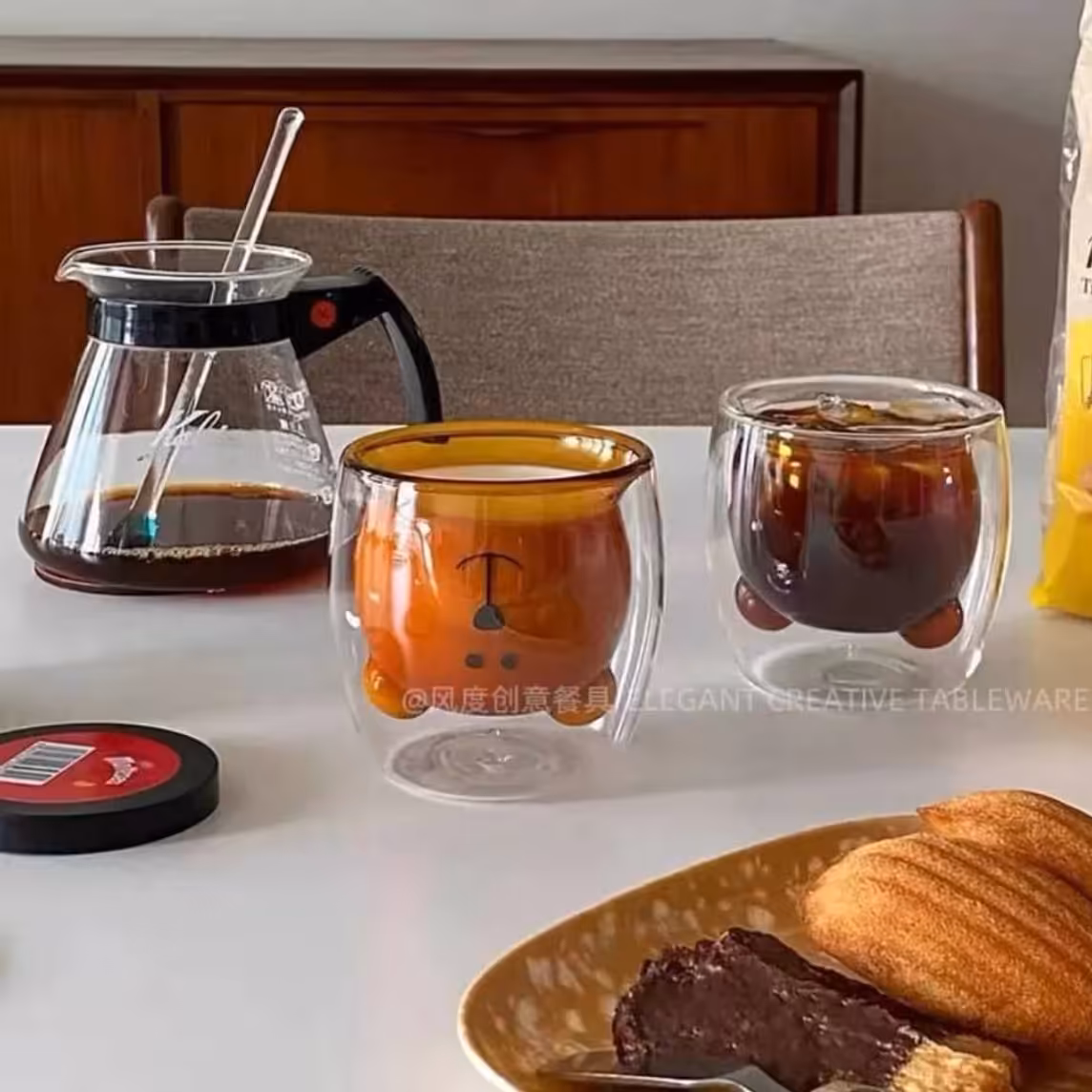 لیوان دوجداره خرسی داخل رنگی یک عددی
