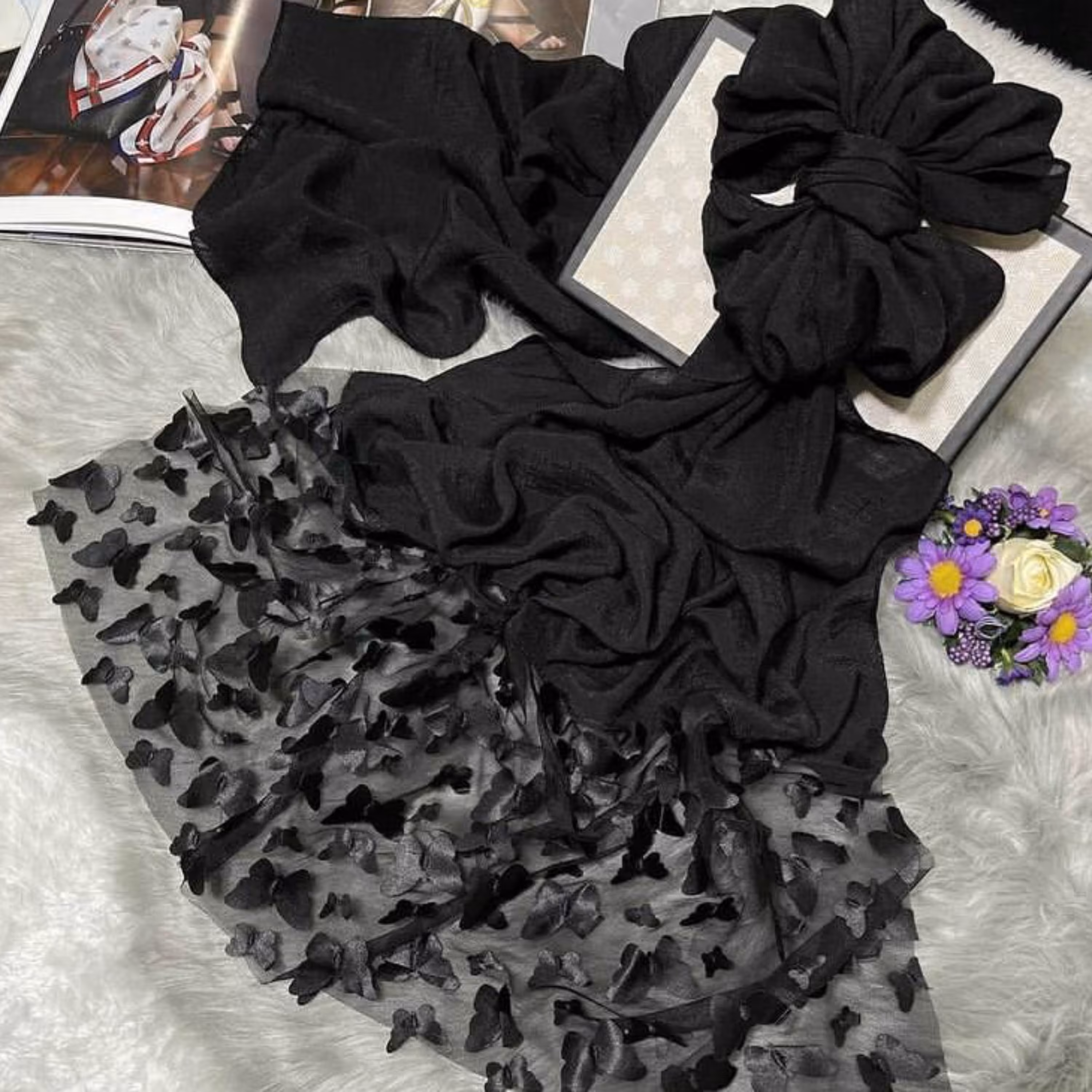 شال نخ اسلپ مجلسی پروانه ای