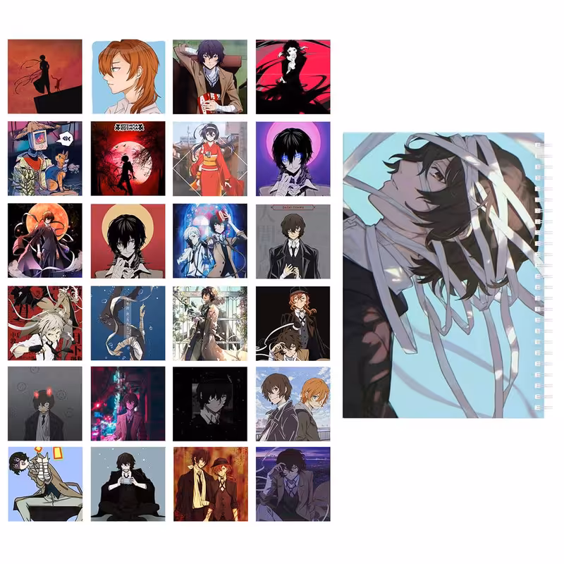 دفتر یادداشت باژیکان طرح انیمه سگ های ولگرد بانگو کد 20111579 به همراه فتوکارت مجموعه 24 عددی