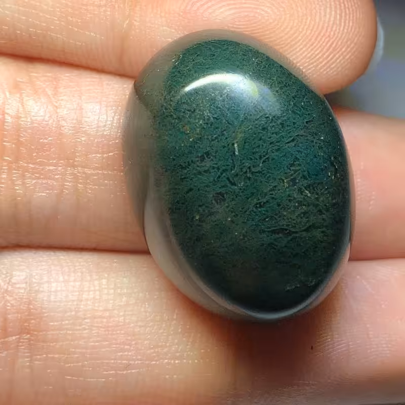 نگین سنگ جاسپر سبز  تراش بیضی دامله کد 06