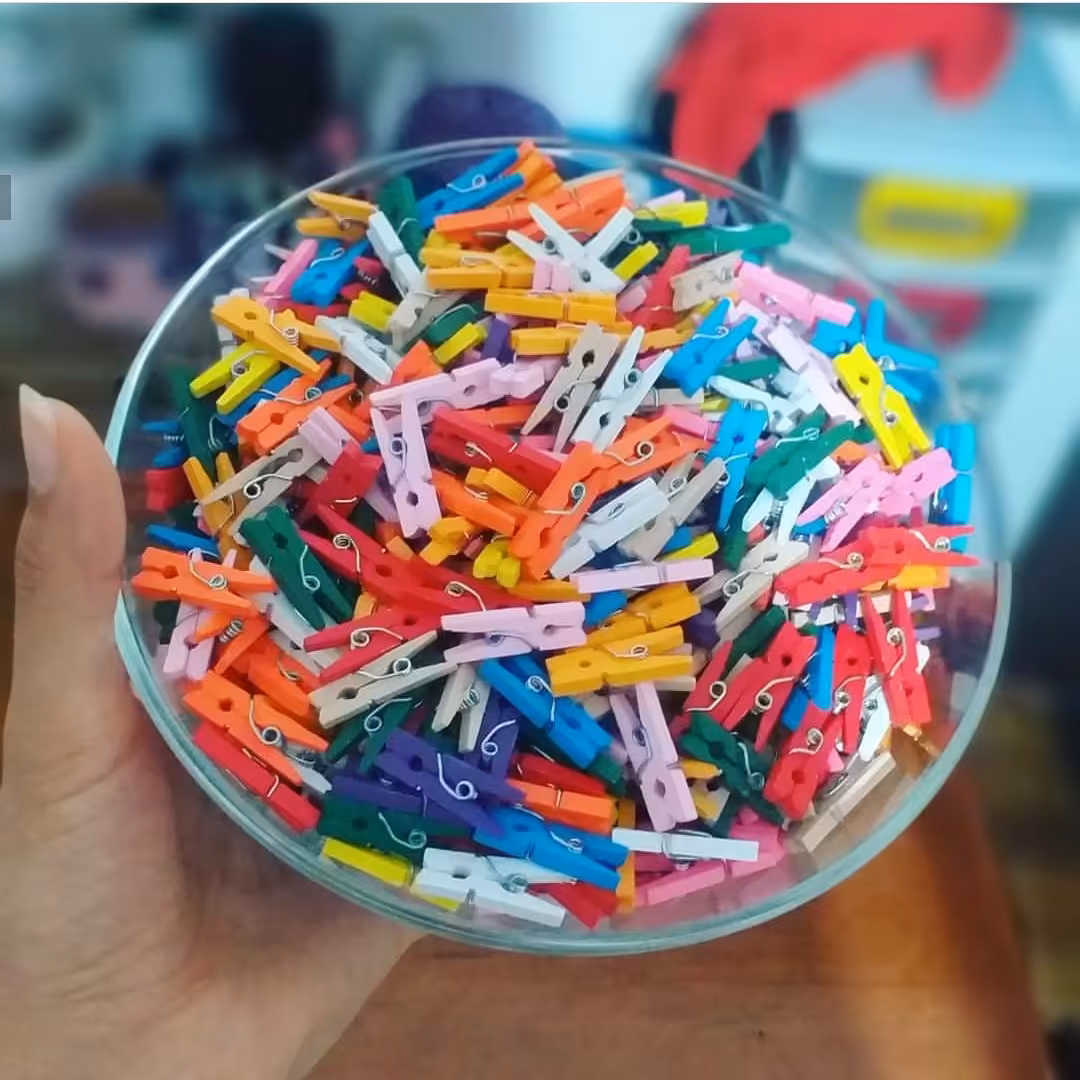گیره چوبی رنگی سانتی متر بسته 10 تایی
