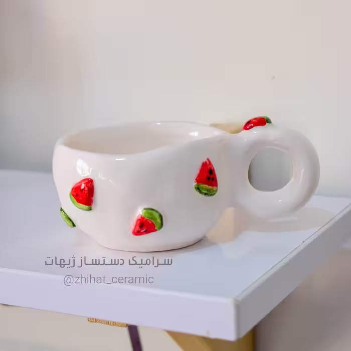 فنجان سرامیکی طرح هندوانه برجسته