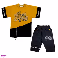 تیشرت شلوارک مدل C-1048 رنگ زرد