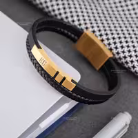 دستبند چرمی 2 دور اصلی برند ENZO