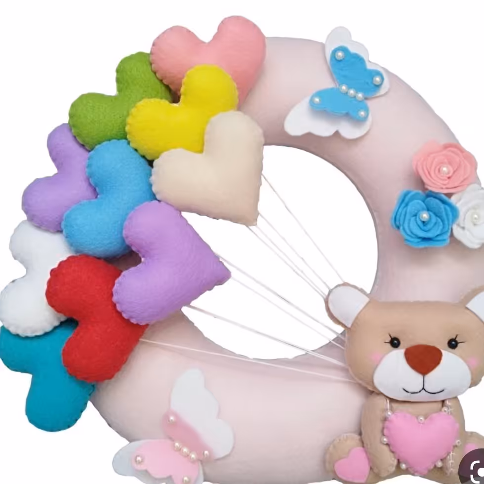 آویز نمدی طرح خرس و بادکنک قلبی