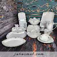 سرویس چینی پردیس طرح ستایش نقره ای 105 پارچه کد 466a