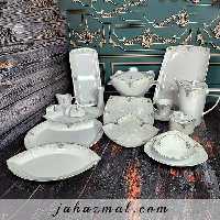 سرویس چینی پردیس طرح ستایش نقره ای 105 پارچه کد 466a
