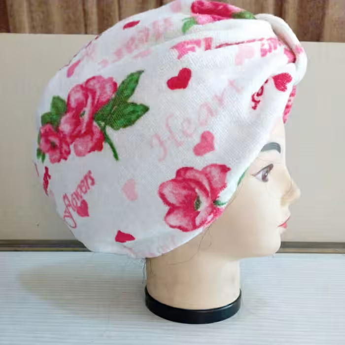 کلاه حمام گلدار حوله ای نازک (ارسال رایگان)