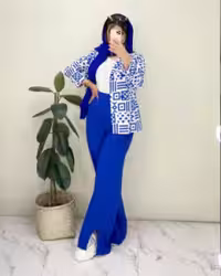 مانتو شلوار زنانه لنین هرموس داکرون مدل شکیلا