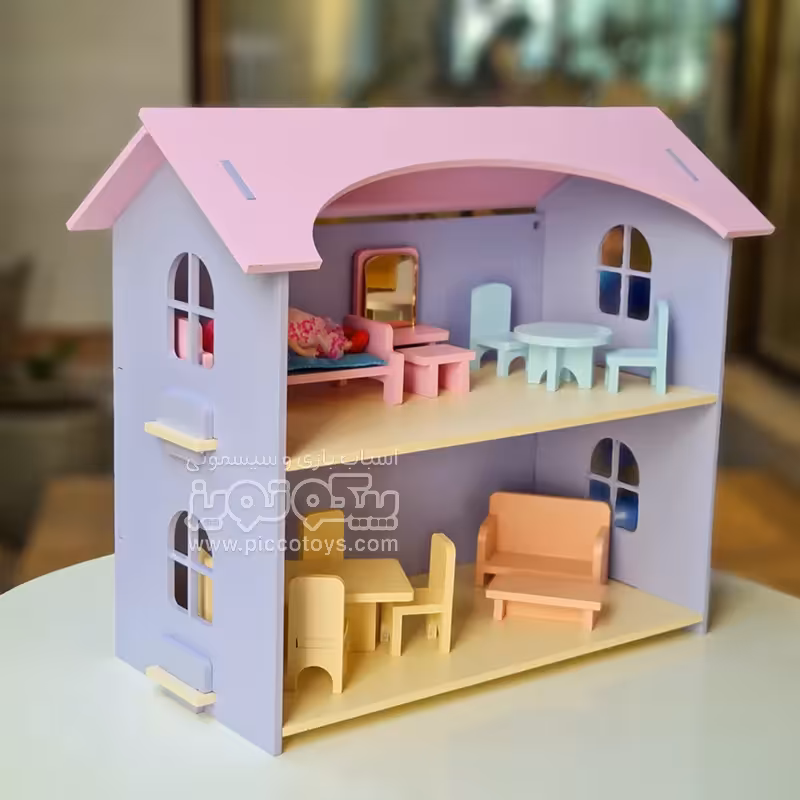 خانه عروسکی چوبی  با لوازم رنگ یاسی کد 4433663