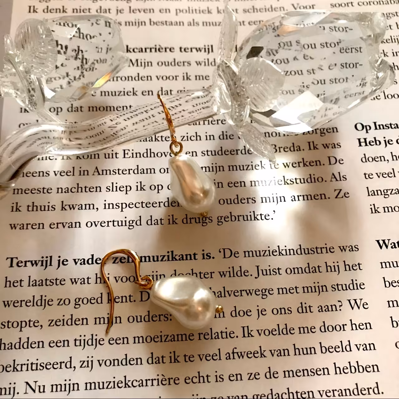 گوشواره استیل با آویز مروارید پرورشی Hulupuart وارداتی