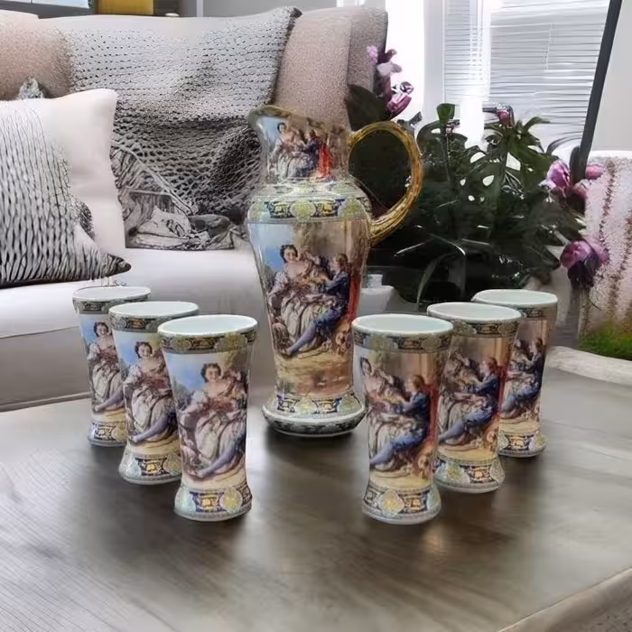 پارچ لیوان 6 نفری ست 7 پارچه چینیه  لیلی مجنون ANIL جهیزیه کادویی  ارسال پسکرایه 