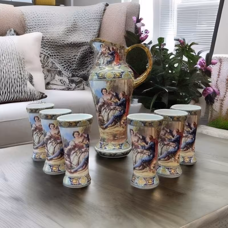 پارچ لیوان 6 نفری ست 7 پارچه چینیه  لیلی مجنون ANIL جهیزیه کادویی  ارسال پسکرایه 