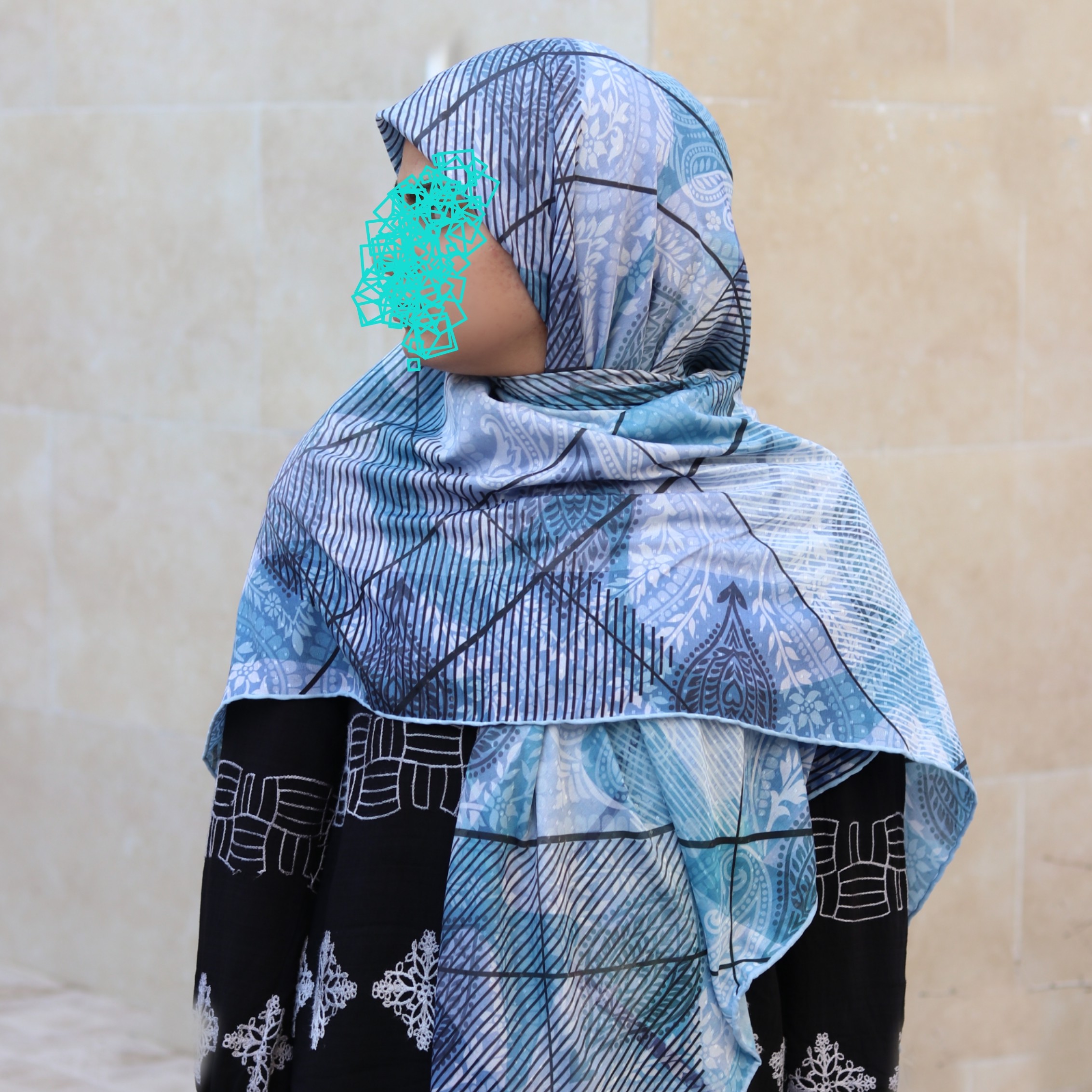 روسری نخی آبی قواره 140