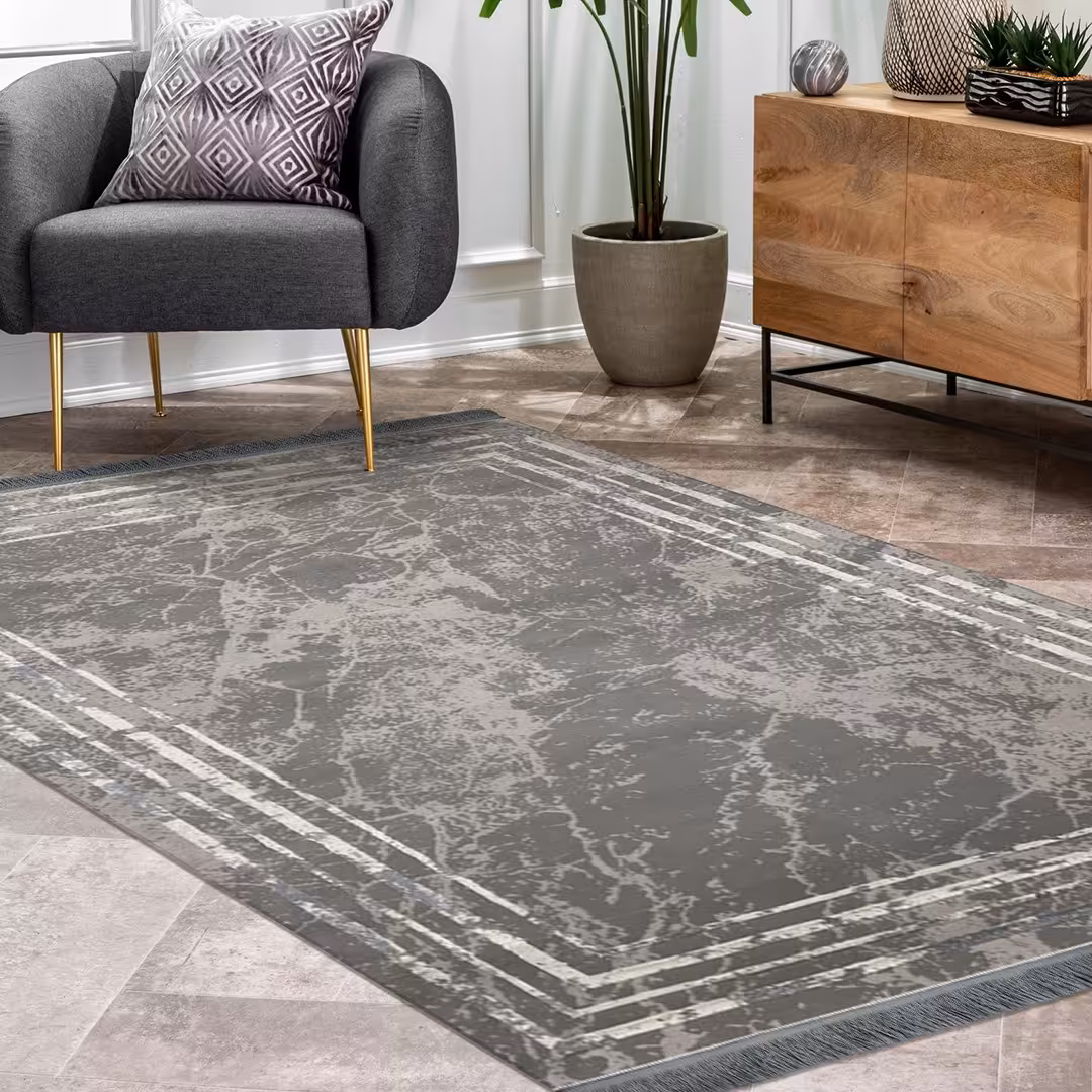 فرش ماشینی اولیا کد 9354 زمینه طوسی سایز شش متری(2 در 3)