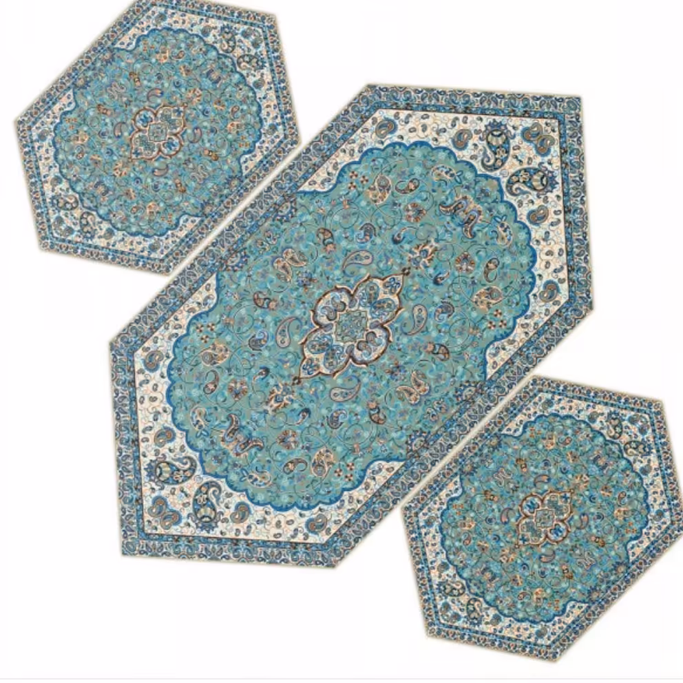 سرویس 3 تکه ترمه نگین خاتم یزد طرح شاه عباسی