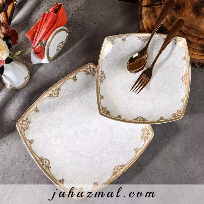 سرویس چینی پردیس طرح آزارا طلایی 30 پارچه کد 2010b