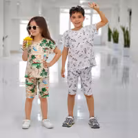 تیشرت شلوارک اسپرت دخترانه و پسرانه نخی