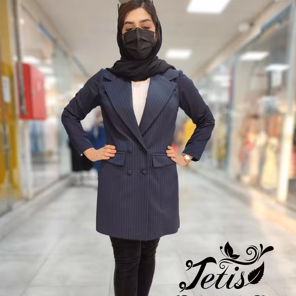 کت سرمه ای راه راه جیب فیلتاب قد 85سایزبندی (پس کرایه)
