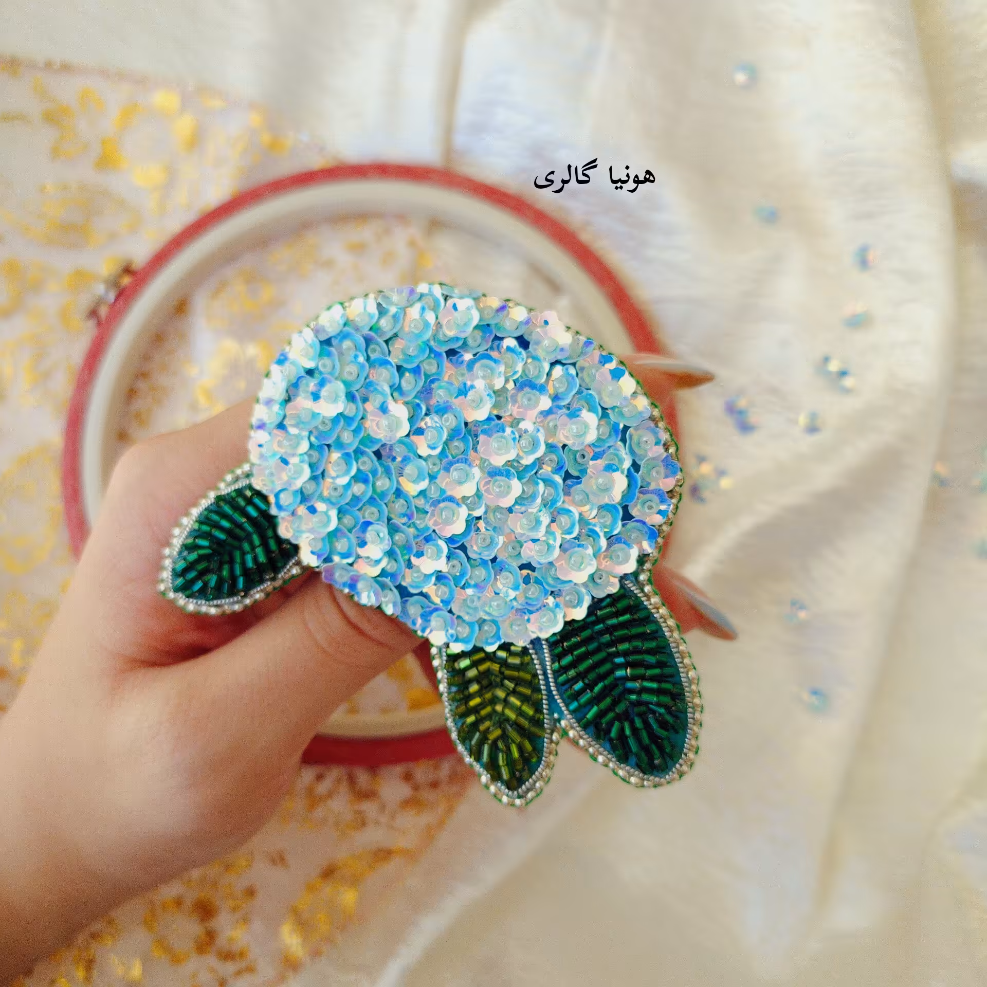 گلسینه جواهر دوزی گل ادریسی 