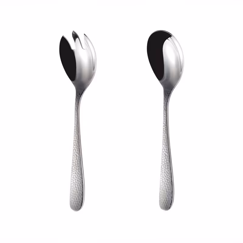 قاشق و چنگال سالاد ناب استیل طرح واریان (2 پارچه)