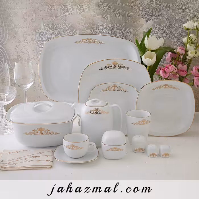 سرویس چینی زرین طرح کوئین طلایی 98 پارچه