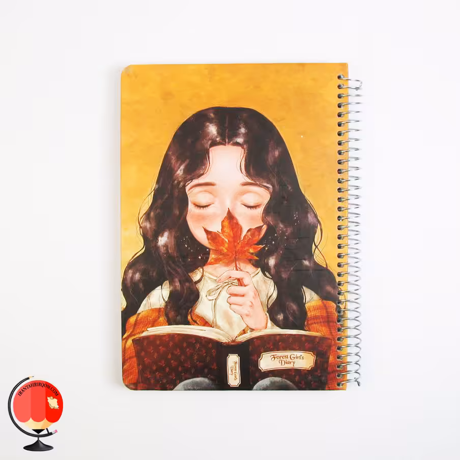 دفتر 100 برگ سیمی طرح دختر پاییز جلد سخت سویل