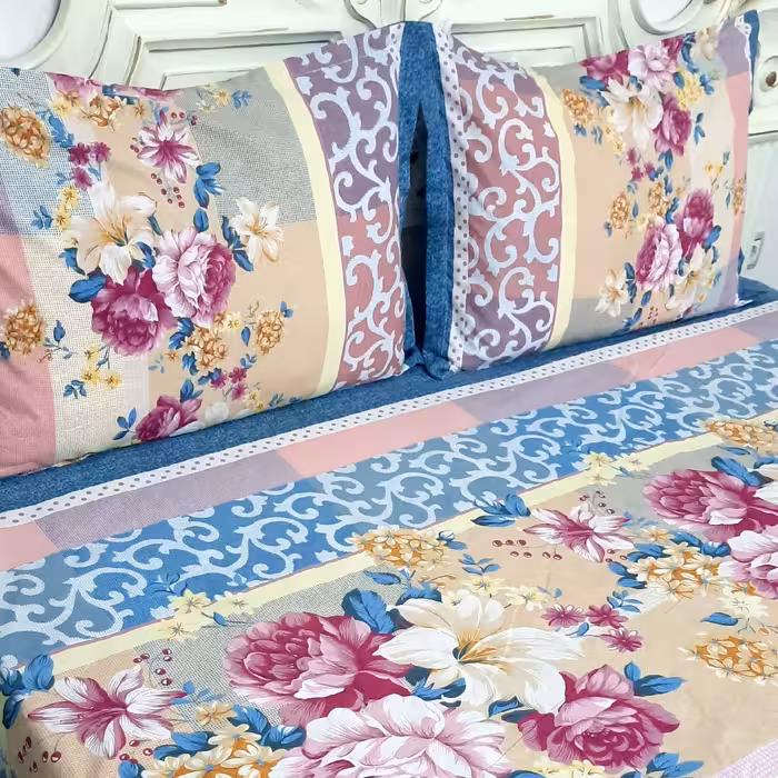 ست دو نفره کاور تشک تمام دور کش و روبالشی زیپ دار