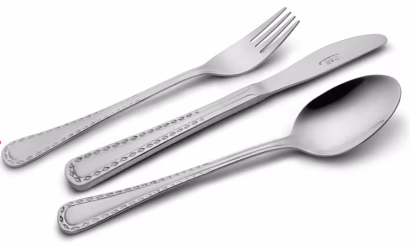 سرویس قاشق و چنگال 30 پارچه ناب استیل مدل برلین دورطلایی Nab Steel Berlin 30 Pcs