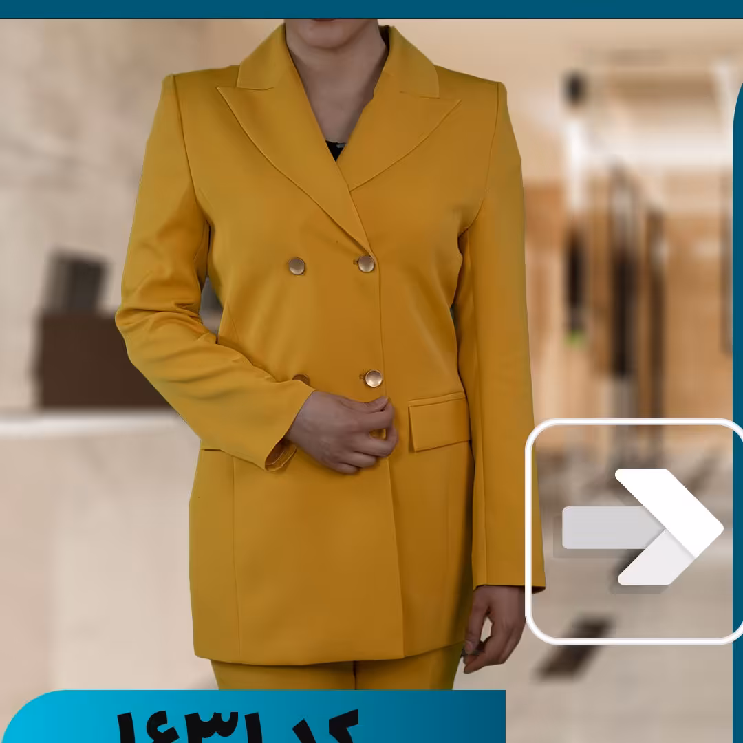 مانتو و شلوار زنانه مدل هیرا 1631 رنگ لیمویی پارچه مازراتی