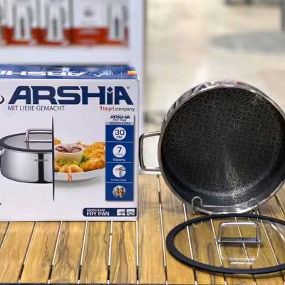 ماهی تابه دو دسته استیل کف لیزری عرشیا سایز 30