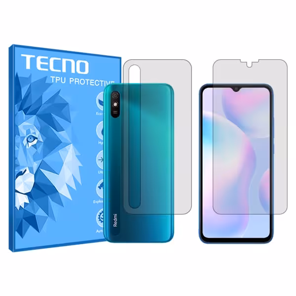 گلس صفحه نمایش و پشت گوشی شیائومی Redmi 9i مدل هیدروژلی شفاف برند تکنو کد SS