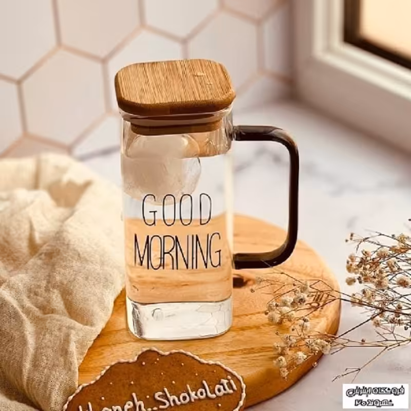 لیوان پیرکس مربع درب بامبو