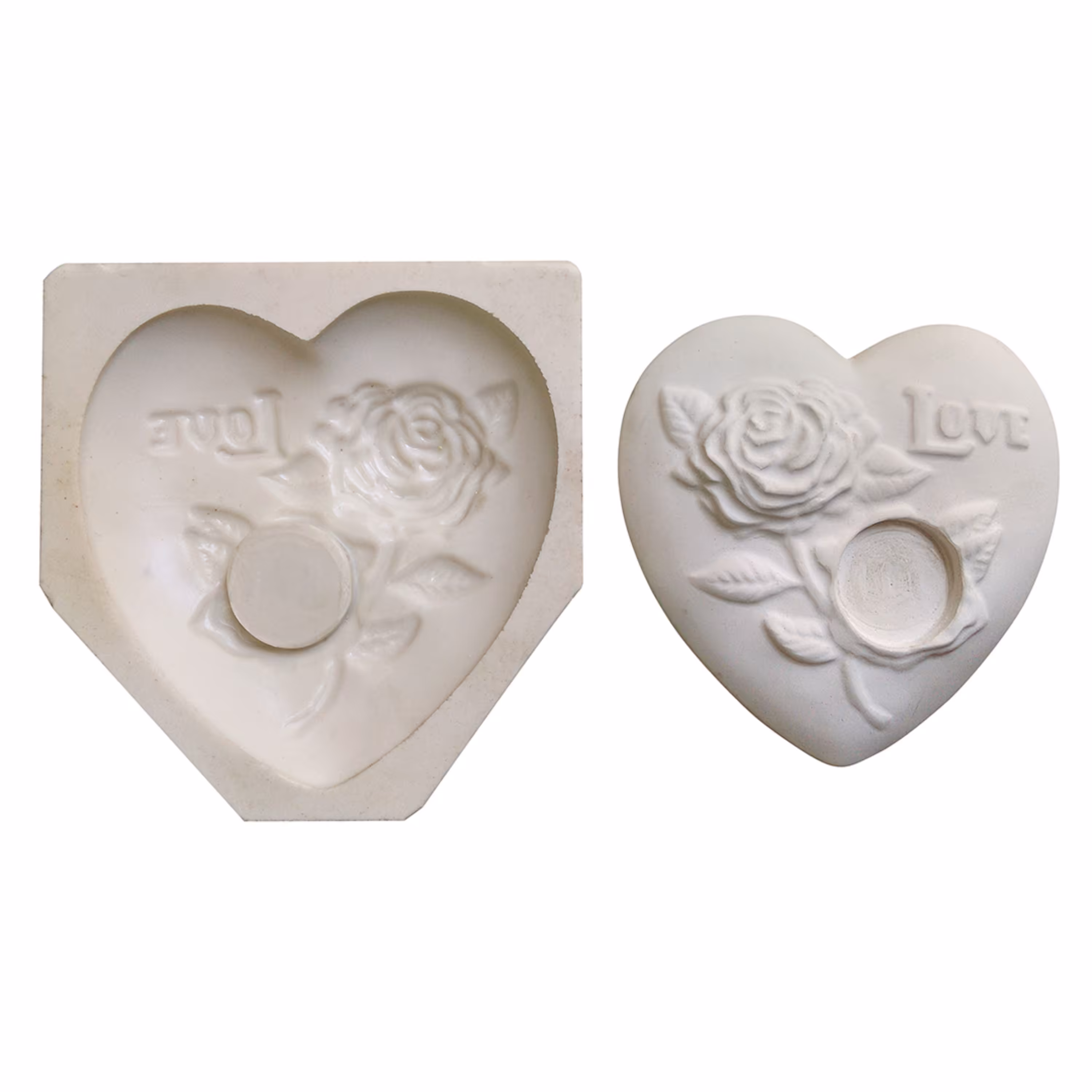 قالب سیلیکونی جاشمعی (جای وارمر یا شمع) طرح قلب مناسب رزین و پودر سنگ هنری